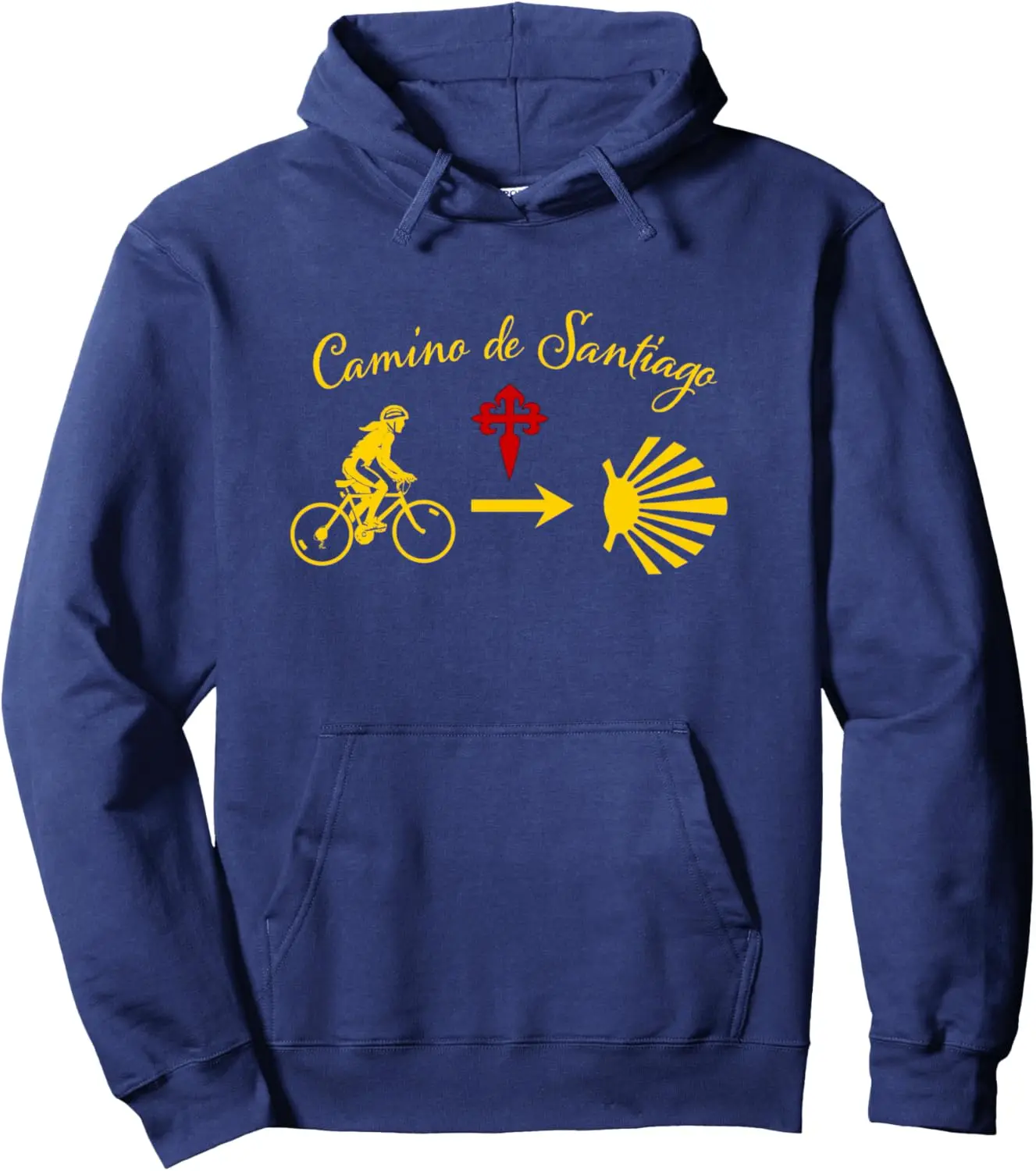 Camino de Santiago Female Bicycle Yellow Arrow Scallop Pullover Hoodie