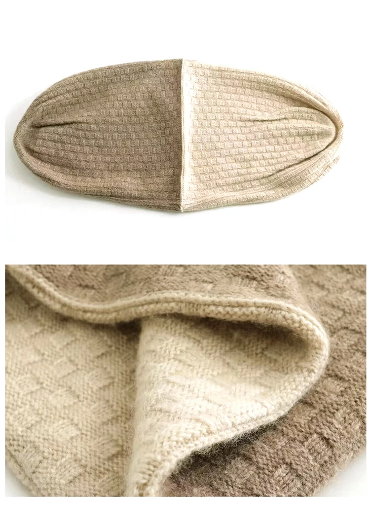 Verkauf Kaschmir Kappen neue Mode Doppels chicht Zopf muster reversible Unisex Mützen Woll mischung Motorhaube warme Mütze gemütlich im Freien lässig – Detail 19