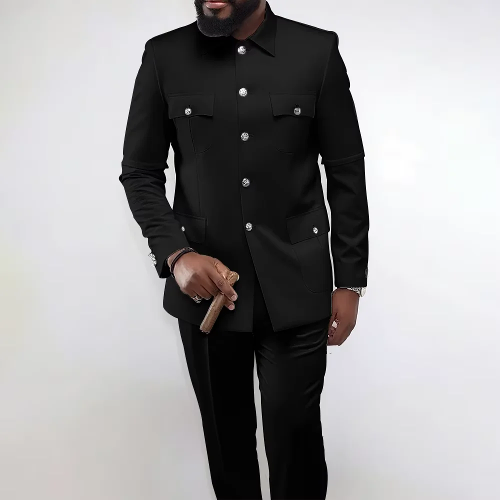 Sky Blue Single Breasted Men Suit Two Pieces(Jacket+Pants) Outfits Chic Casual Party Prom Wedding Set