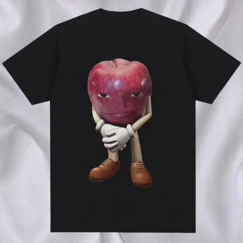 2026 New Relaxing Funny Me Asf Apple with Face Meme T Shirt Fashion High Quality T Shirts Retro Casual Short Sleeve T-shirt