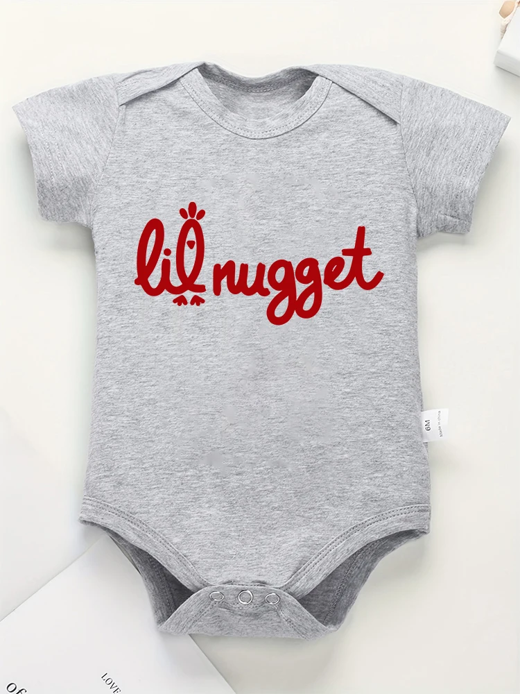 Lil Nugget engraçado bebê bodysuit, manga curta, macacão casual ao ar livre criança menino, algodão solto respirável infantil Onesies, verão