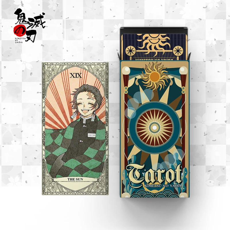 22Pcs/set Anime Kamado Tanjirou Tarot Cards Kamado Nezuko Cosplay Prop High-definition Full Set Tarot Card Paper Poker Card Gift