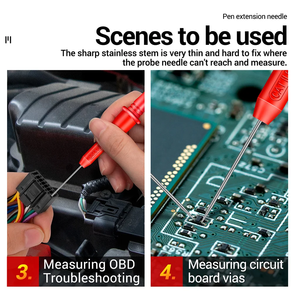 Multimeter Piercing Needle Kit Test Probes and Leads Back Automotive Nickel-plated Brass