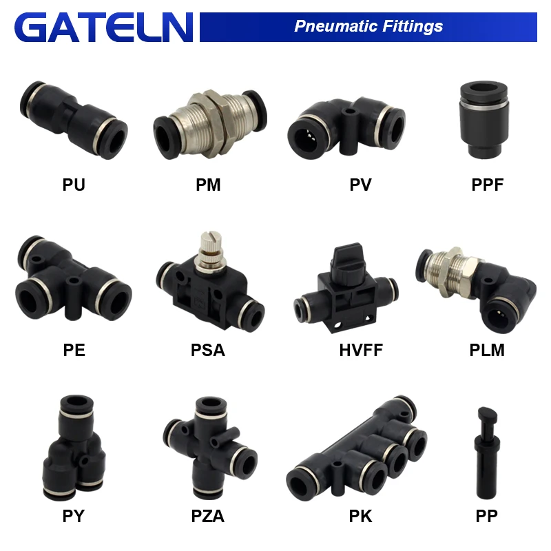 Pneumatic Fitting Pipe Connector Quick Release Coupling 4 6 8 10 12mm PU PV PE HVFF PY PZA PK PM PSA Tube Connectors