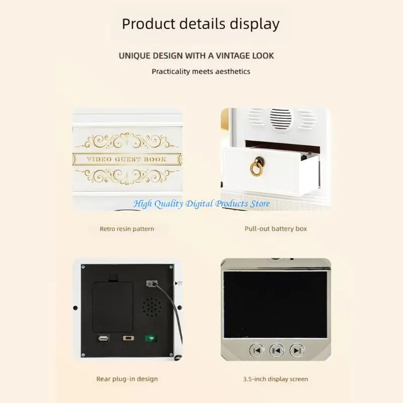 U2JE Video Guest Book Wedding Phone with 1080P Screen, 32GB Storage, Handset Message Station for Weddings, Parties and Sign In