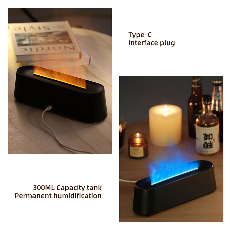 Neuer Luftbe feuchter Aroma therapie Luftbe feuchter mit Fernbedienung 7-Farben-3D-Simulation Flammen aroma Diffusor ätherisches Öl Diffusor