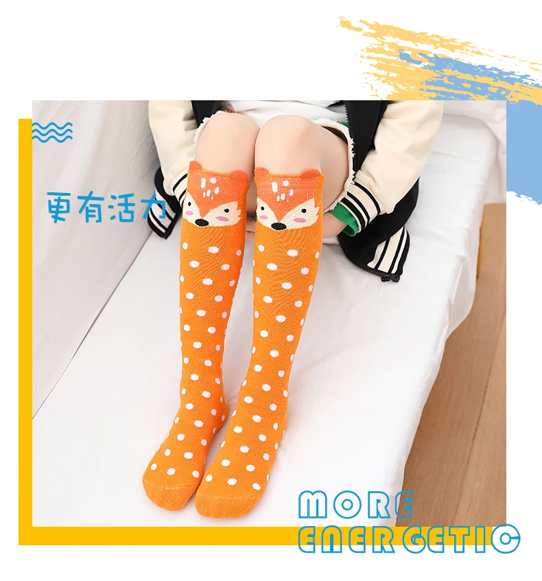 Kinder-Wärmesocken, Kurze Niedliche Cartoon-Socken für Mädchen, Kniehohe Socken für Kleinkinder, Baumwoll-Babysocken mit Tiermotiven – Detail 6