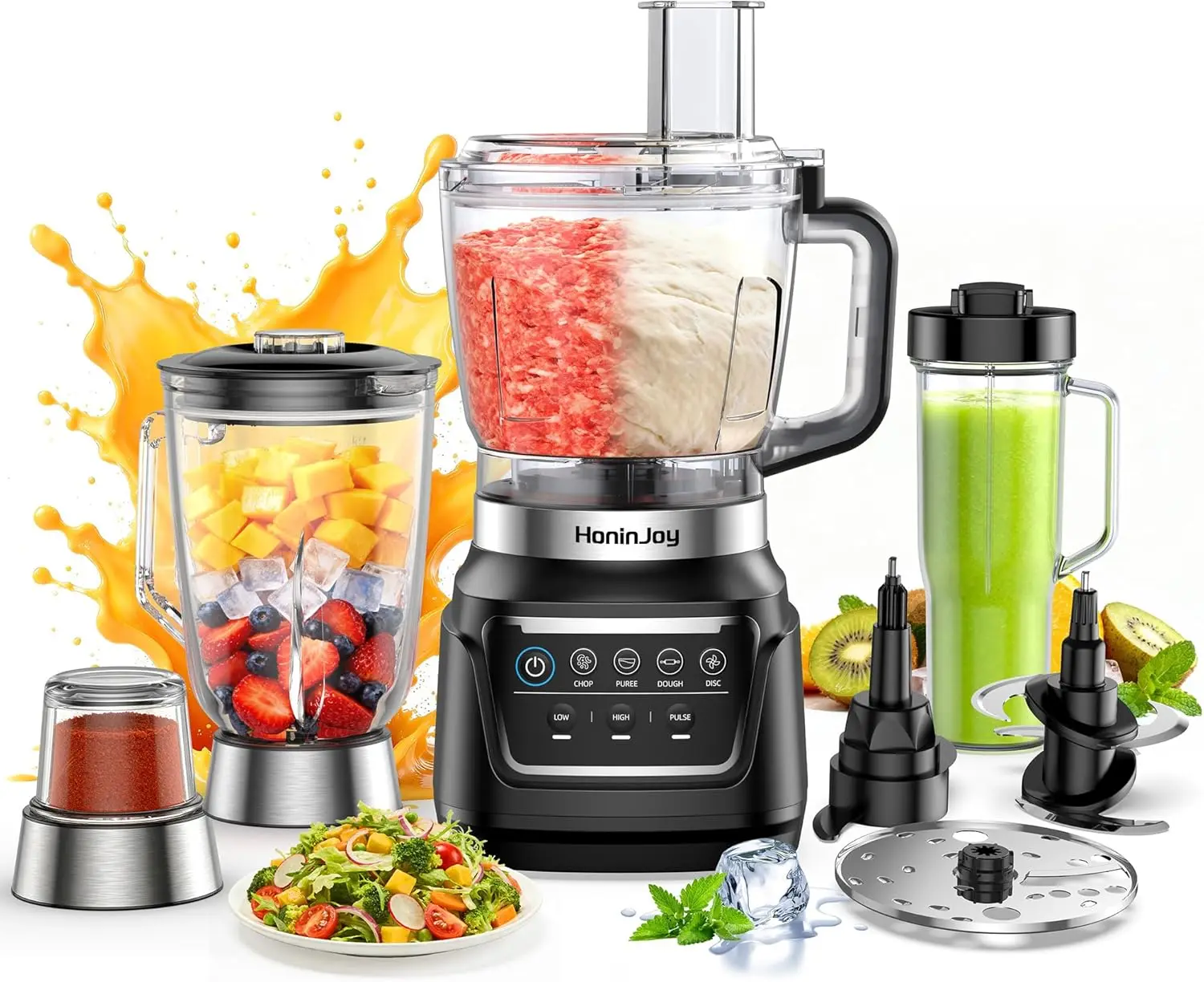 10-in-1 Blender & Food Processor: Smoothies, Ice Crush, Dough, Chop, Grind, Slice & Shred, Dishwasher Safe