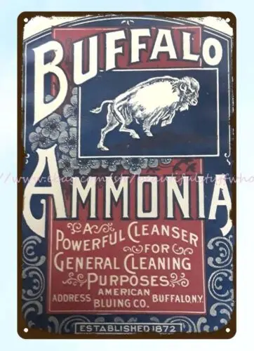 1910s BUFFALO AMMONIA Cleaner Cleaning Buffalo NY metal tin sign wall poster