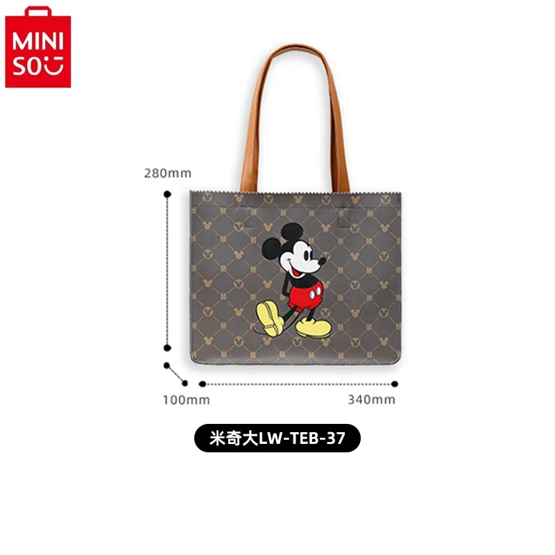 MINISO Disney-Sac à Main à Carreaux pour Femme, Fourre-Tout à Bandoulière Simple, Shopping, Grande Capacité, Haute Qualité, Mode