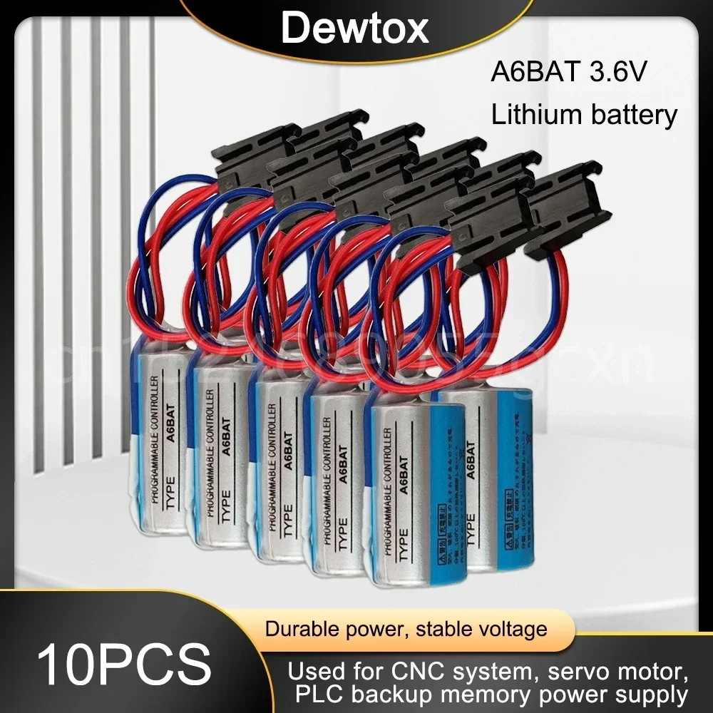 10pcs High Quality A6BAT 3.6V PLC Battery ER17330V Lithium 2/3A Batteries for CNC System Servo Real-time Clock Printing Machine