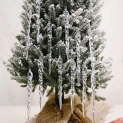 12/24/60pcs 13cm Christmas Tree Crystal Pendant Transparent Simulation Icicles Christmas Decor Hanging Pendant New Year Gift