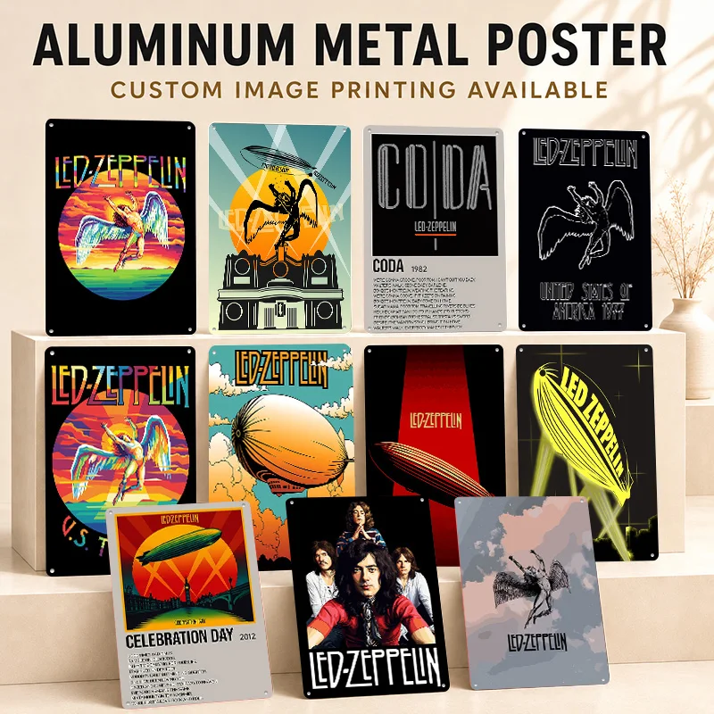 Led Zeppelin Printed Posters Customized Metal Sign Retro Premium Rhythmic Pop Culture Design Wall Art For Music Rooms And Fans