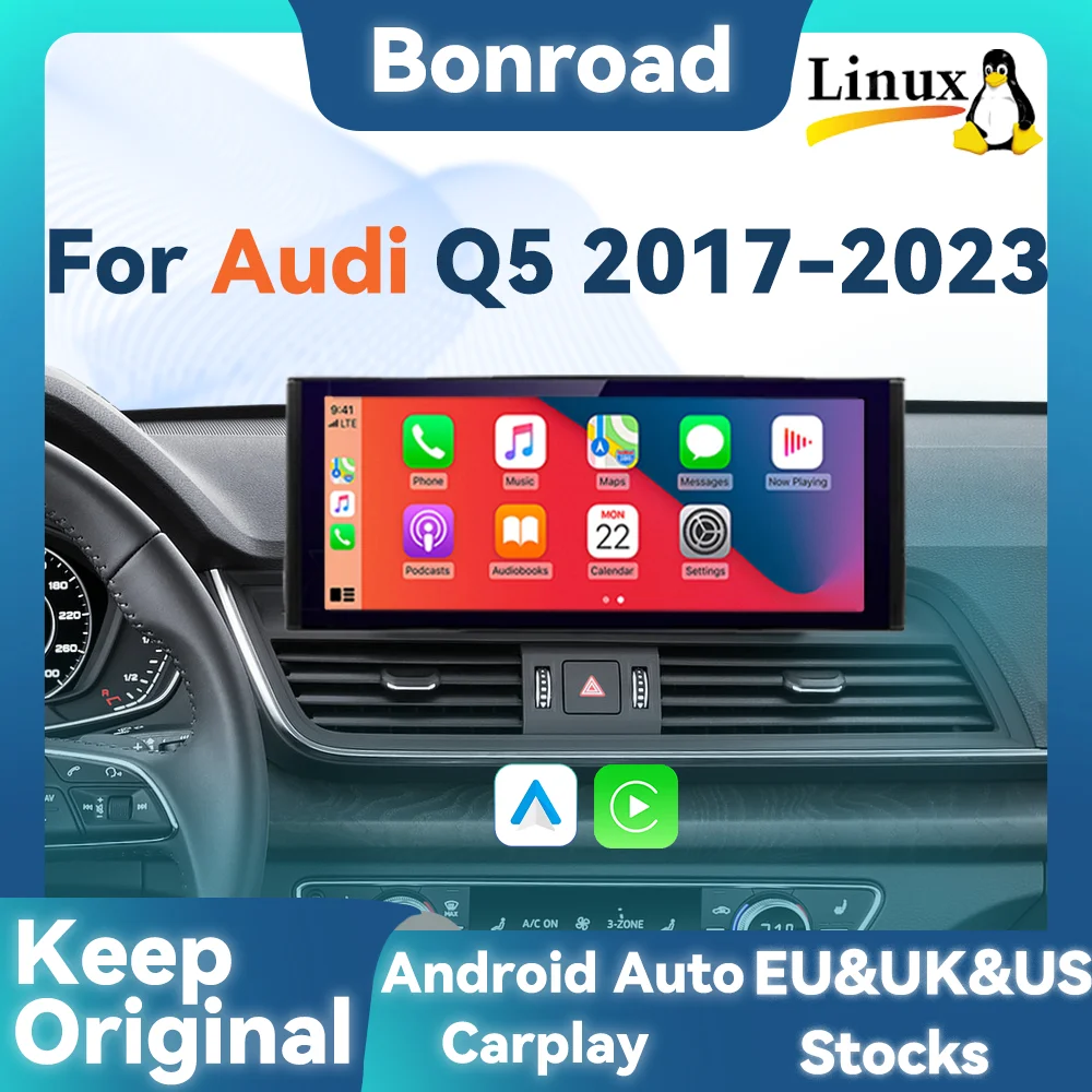 Bonroad 12.3 écran Linux pour Audi Q5 Q5L 2017-2023 avec sans fil Apple CarPlay Android Auto Airplay autoradio lecteur Mutimedia