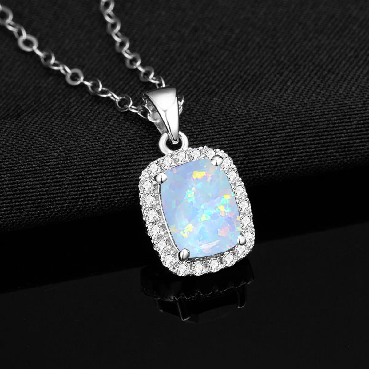 Vintage Opal Gemstone Pendant for Women Silver 925 Chain Crystal Zircon Necklace for Party Mother\'s Day Gift Trendy Fine Jewelry