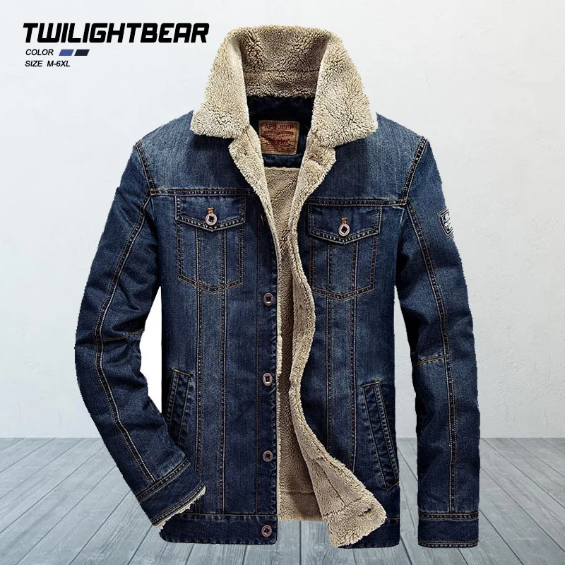 Winter Jackets Men Oversized Fleece Denim Jacket 6XL 7XL Streetwear Thicken Casual Jacket Coat Men\'s Clothing Outerwear AF66009A