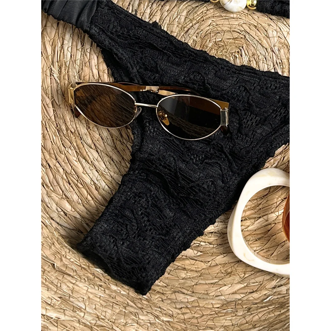 2026 Geknitterter Neckholder-Bikini Damen-Badeanzug zweiteiliger Bikini-Set gepolsterter Badeanzug Badebekleidung V8135 – Detail 15