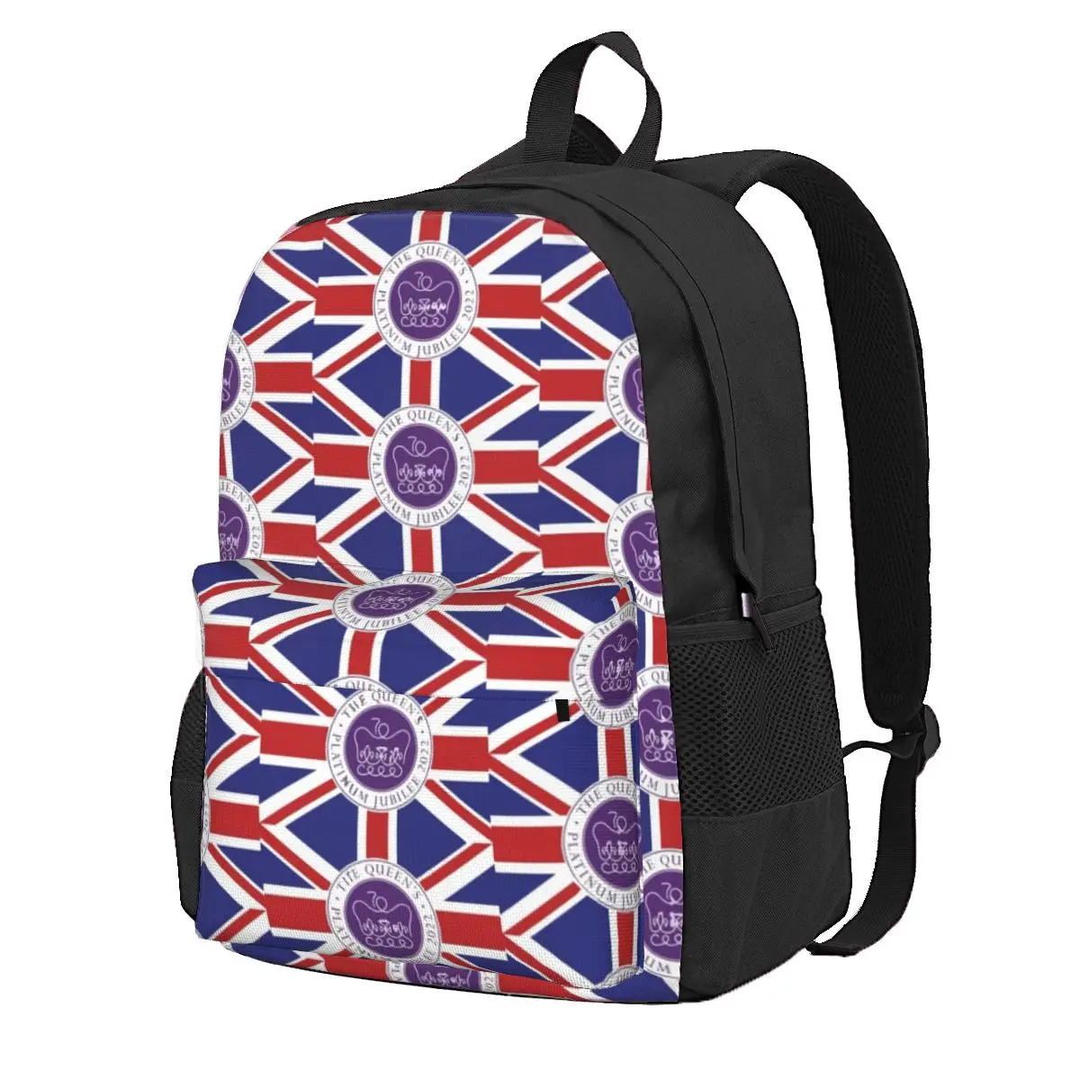 

The Queens Backpack Platinum Jubilee UK Flag Novelty Backpacks Men Workout Big High School Bags Design Rucksack