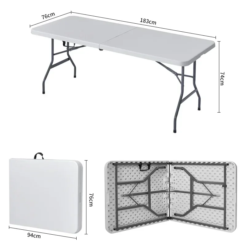 

New Outdoor Plastic Folding Table 6ft Rectangular Banquet Table Party Portable Camping Table