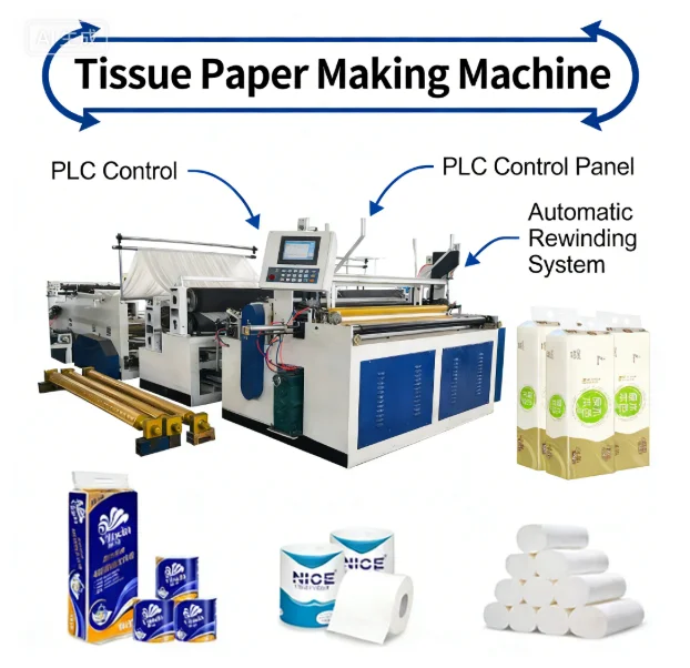 

YG Customized Semi Full Automatic Manual Toilet Soft Tissue Paper Roll Embossing Rewinding And Making And Producing Machine For
