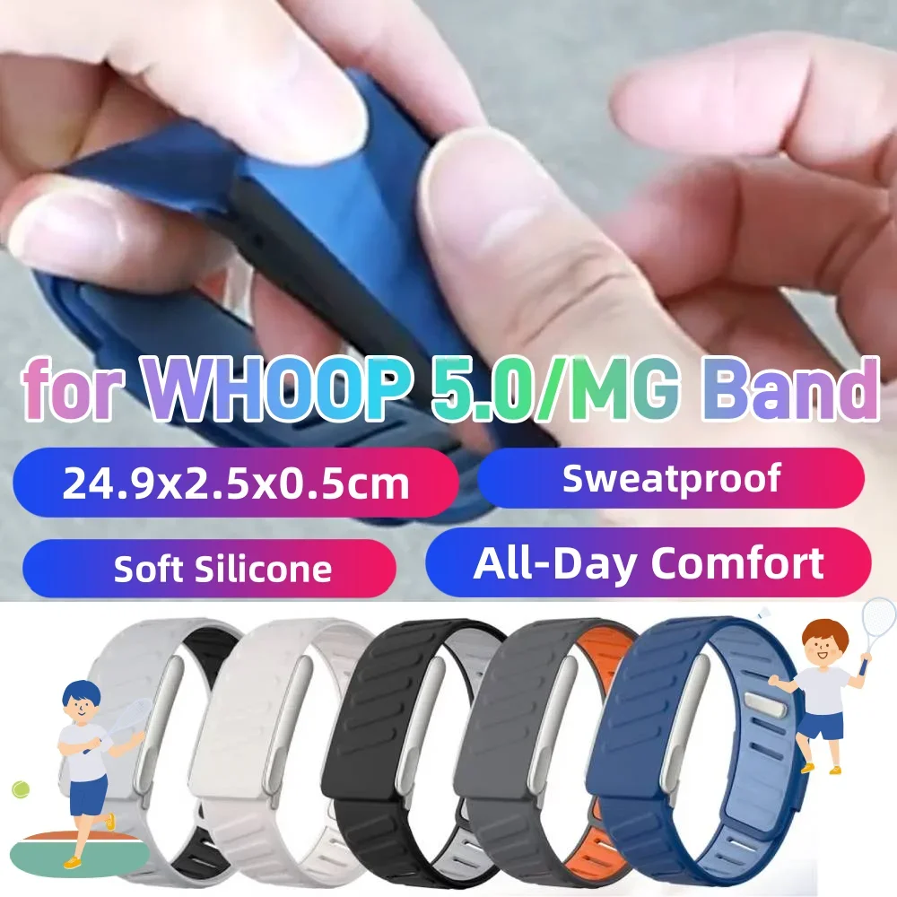 

For WHOOP 5.0/MG SportFlex Wrist Band Soft-Touch Silicone Waterproof and Sweatproof Adjustable Strap 5.0/MG SportFlex Compatible