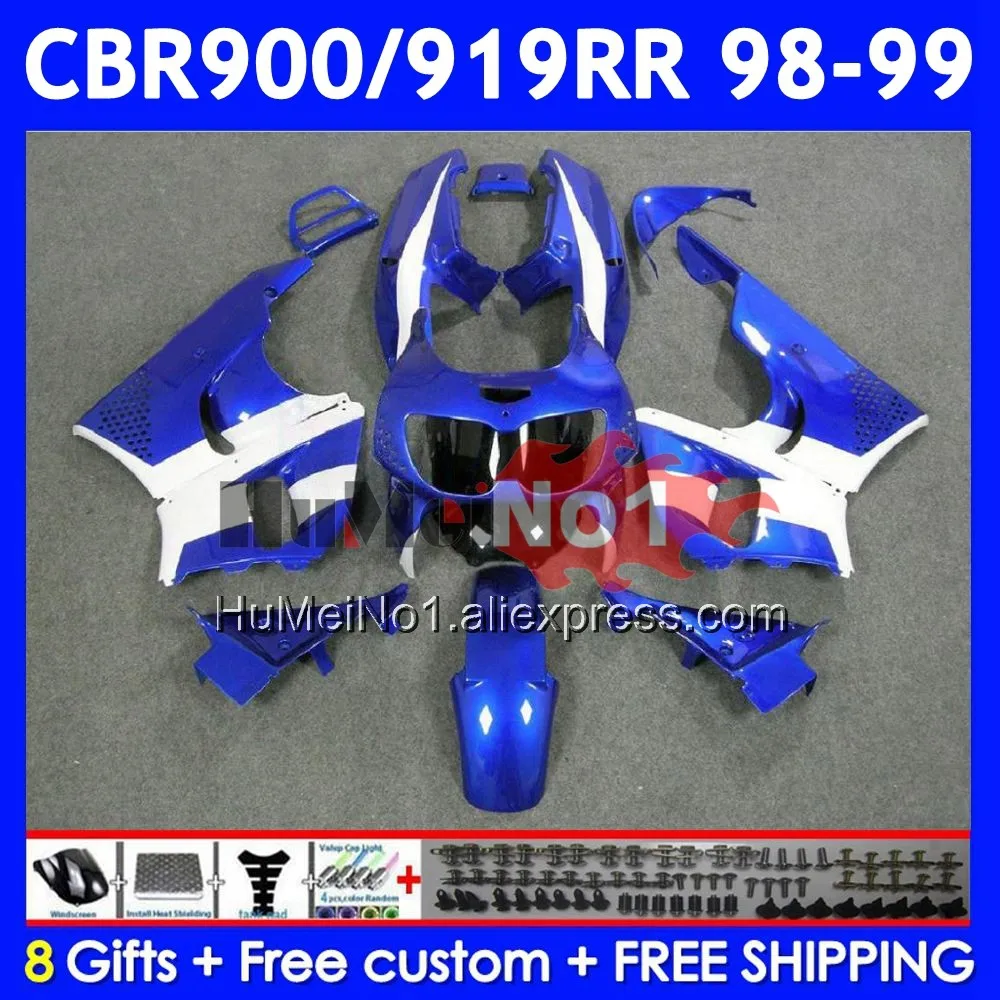 Body For HONDA CBR900RR CBR919RR 56No.30 CBR 919RR CBR900 RR CBR 919 RR CC 900RR 1998 1999 CBR919 White blue RR 98 99 Fairing