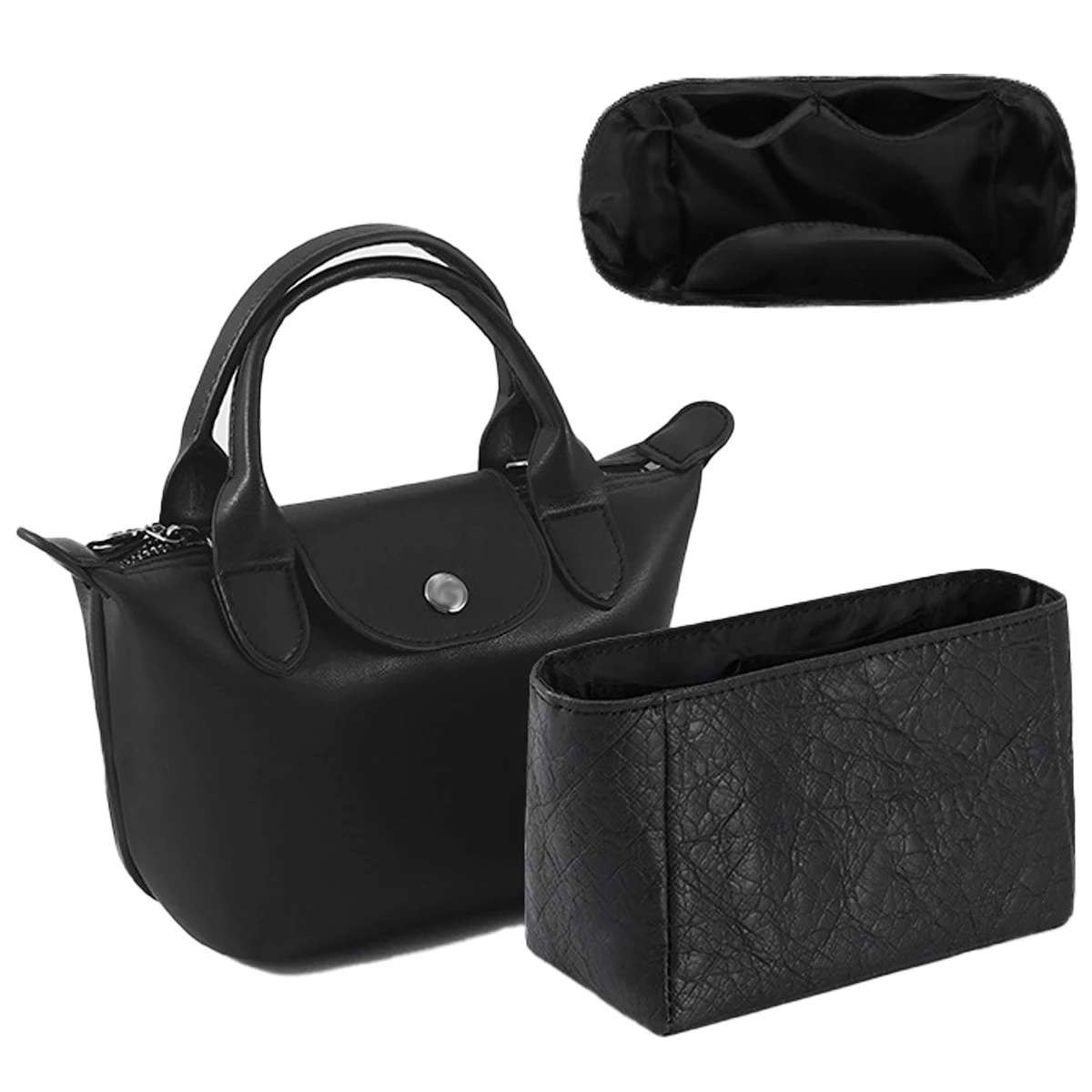 Black Bag Organizer for Longchamp Energy Bag Purse Organizer Insert Layered Liner Energy Ultra-light Felt Storage Bags