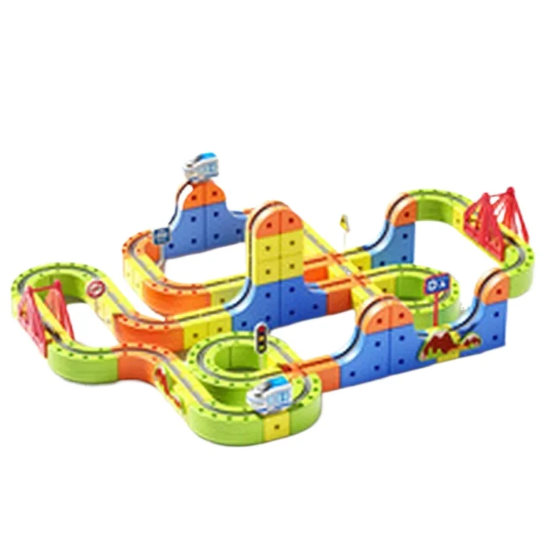 Set di treni magnetici elettrici Set di treni per vagoni ferroviari ad alta velocità Incredibile cubo per binari STEM Apprendimento modello di veicolo antigravità regalo
