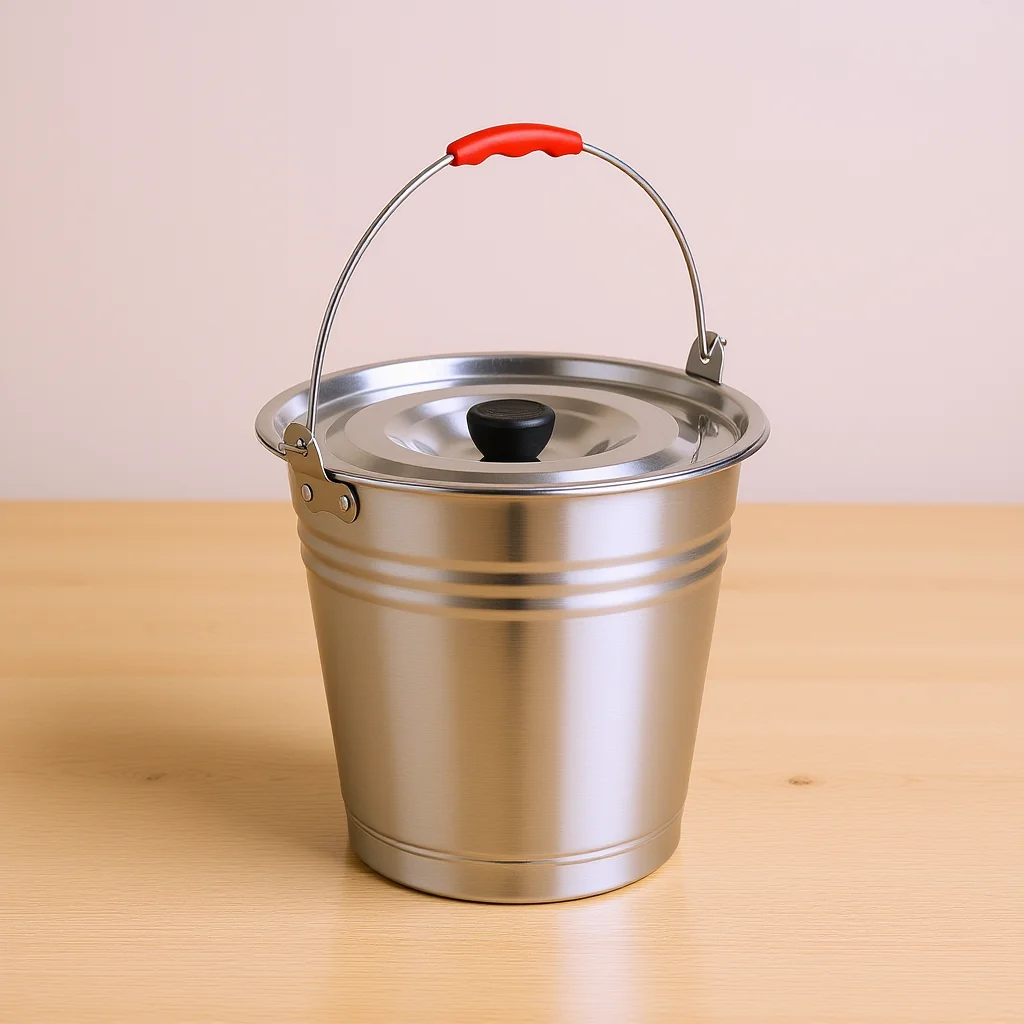 1pc Stainless Steel Water Bucket Thickened Round Milk Pail For Household Ranch Pasture Multi-Functional Storage Container