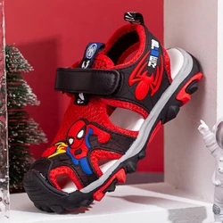 Disney Casual Shoes for Kids Cartoon Spiderman Boys Sandals 2024 Student Shoes Kids Anti-slip Outdoor Shoes Size 26-37