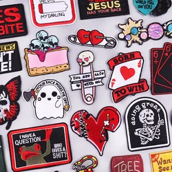 Hippie Rock/skull Embroidery Patch Cartoon/Punk Letter Patches For Clothes Iron on Patches For Clothing Jackets Sew Stickers DIY