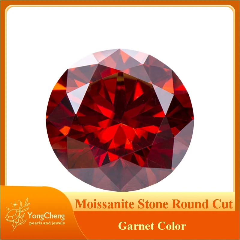 

Moissanite Stone Round Cut Garnet Color Lab Grown Diamond for Custom Jewelry Making Jewelry Making Materials GRA Certificate