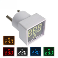 AC 220V/230V LED Digital Display Voltmeter 50V-500V Voltage Tester AC Voltmeter with EU Plug Square Panel Voltage Monitor