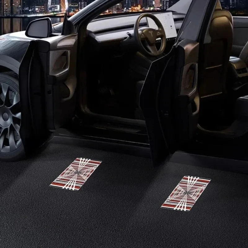 Für Tesla Model Y Juniper 2026 Türbeleuchtung Model 3 Highland YL ModelX S Puddle Ultra-Helle Willkommensbeleuchtung Glasfolie Negativ – Detail 8