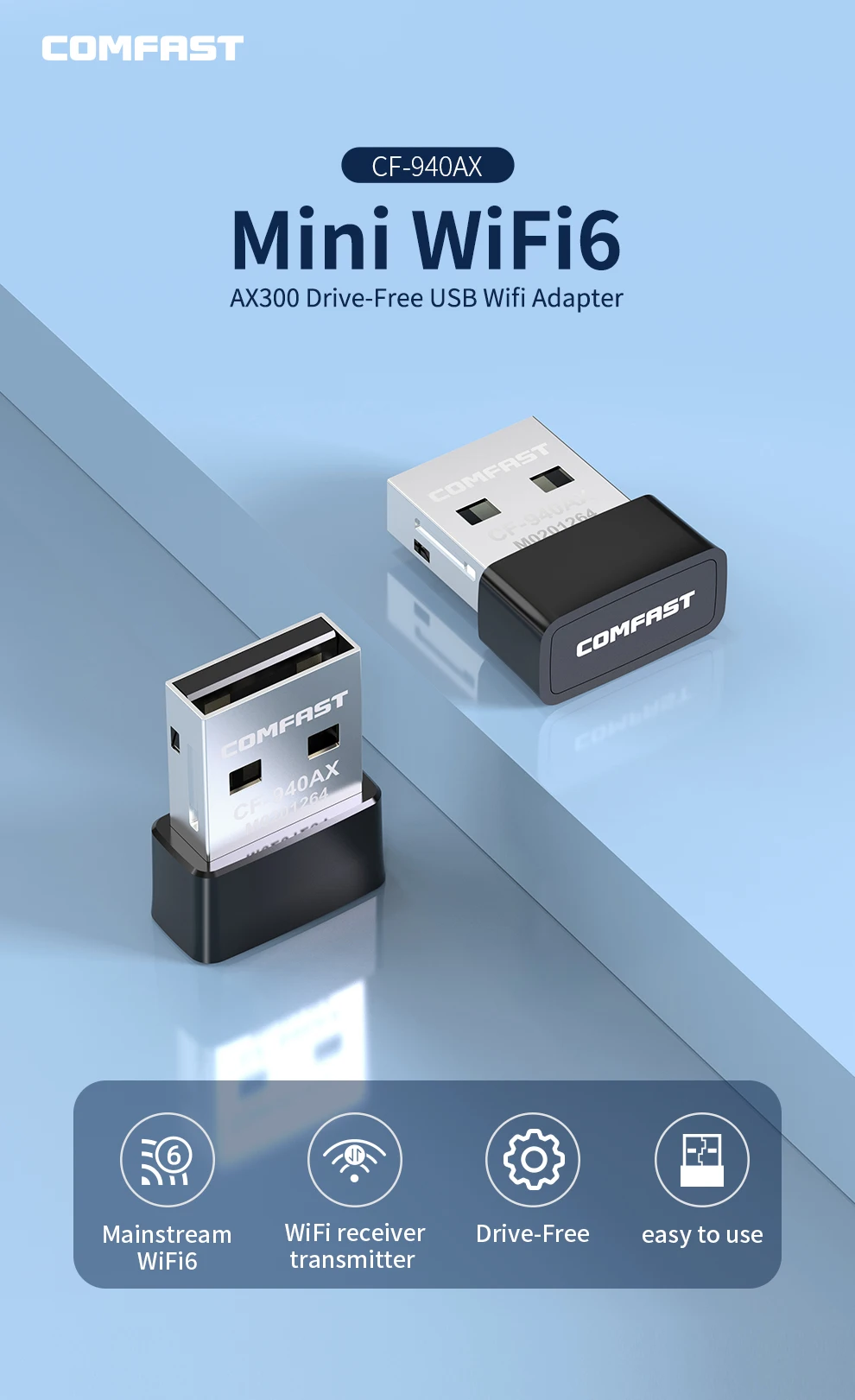 มินิ USB WiFi 6อะแดปเตอร์การ์ดเครือข่าย2.4GHz Wi-Fi LAN USB dongle ฟรีสำหรับคอมพิวเตอร์แล็ปท็อป Windows 7 10 11 300M 150M ตัวรับสัญญาณ WiFi