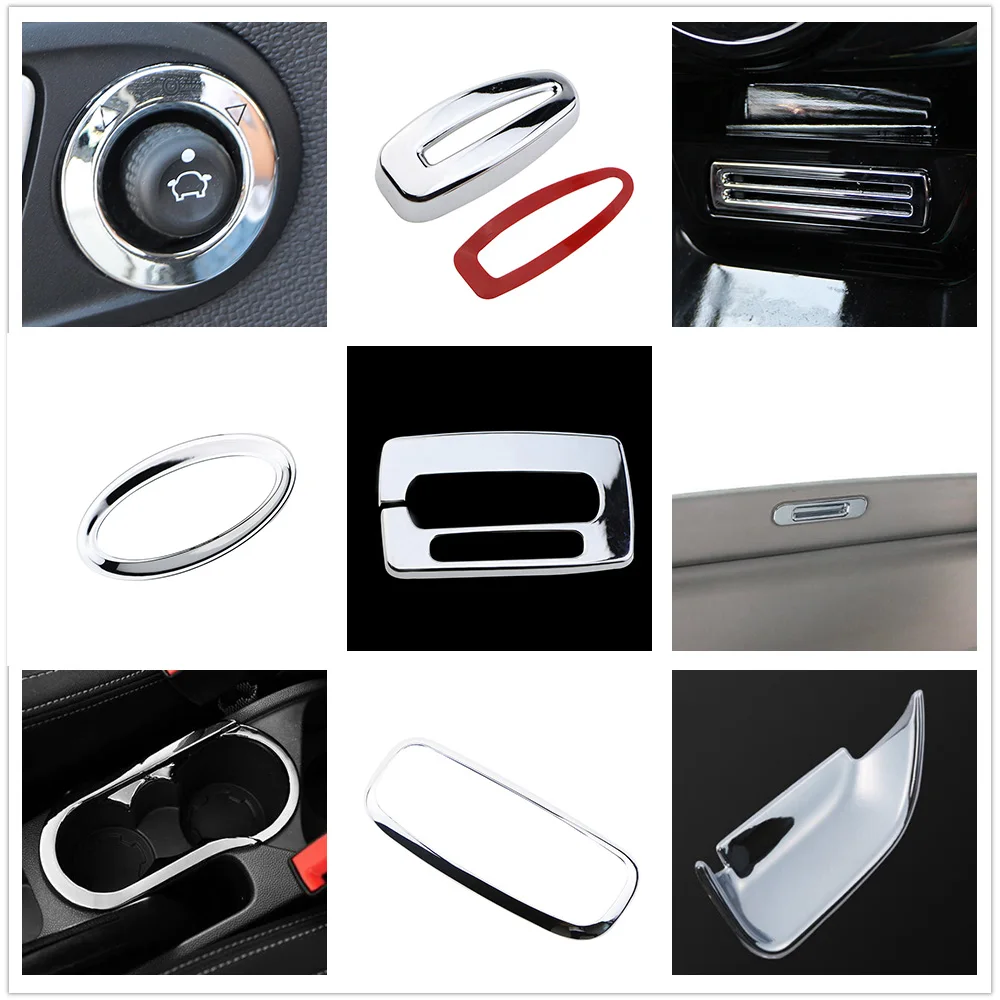 Accesorios interiores de coche ABS para Ford Ecosport 2013 - 2017 marco de taza de agua Panel de engranaje pegatina perilla cubierta embellecedora pegatinas de lentejuelas