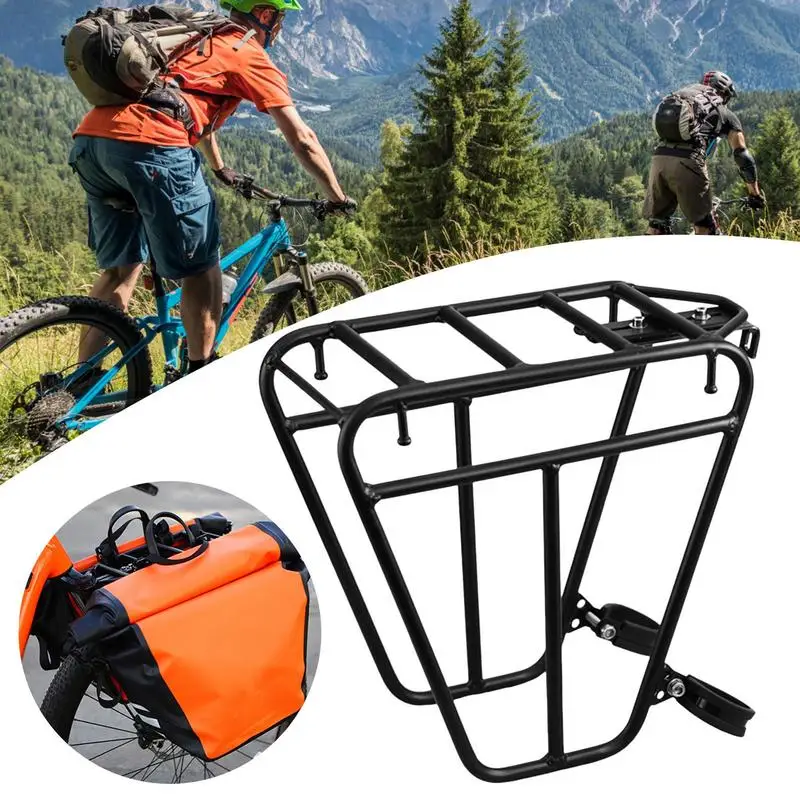 

1pcs Bicycle Cycle Front Rack Heavy Duty Steel Cycling Front Bracket Luggage Shelf Cargo Rack Mountain Bike Front Rack
