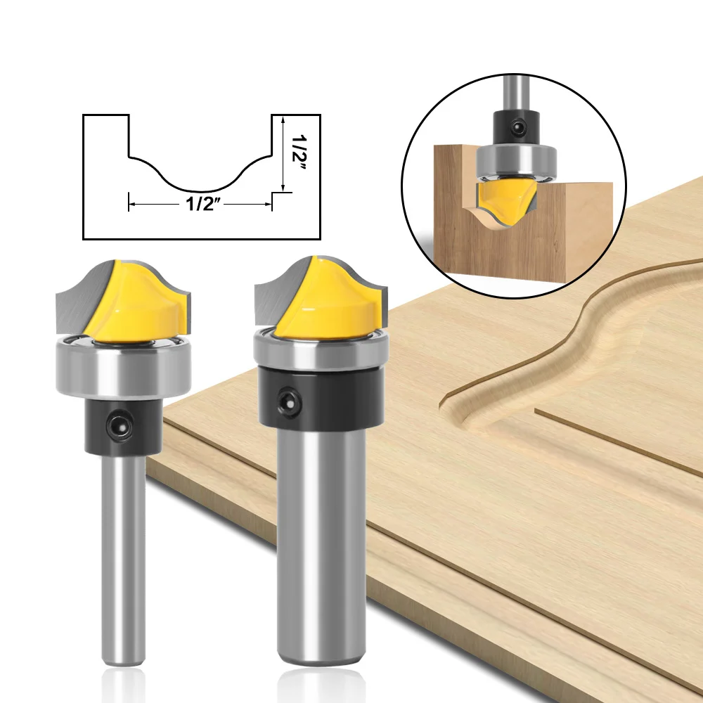 Profiled Rake Clearance Tool Panel Carving Box Router with Bearing Woodworking Round Bottom Groove Cutter Wooden Tray Making Bit