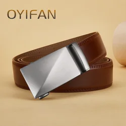 Top Quality Genuine Leather Belt Ratchet Belt Alloy Automatic Buckle 115-145cm Brown Belt for Men Gift Fashion Belt for Men