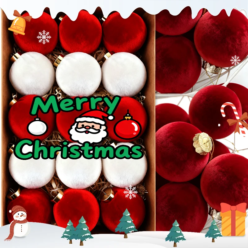 24/1x يتدفقون عيد الميلاد الكرة شجرة عيد الميلاد المخملية كرات نافيداد مهرجان المنزل لتقوم بها بنفسك الطرف الديكور معلقة الحلي المعلقات