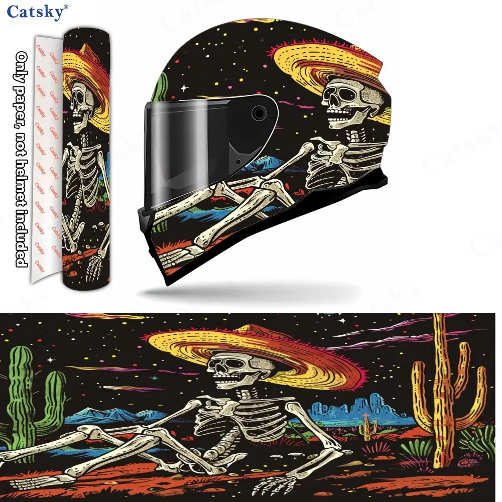 Magic - Color Skull Pattern Helmet stickers , PVC Material Multifunctional Helmet Stickers, Scratch-Resistant & Fade-Proof, Easy