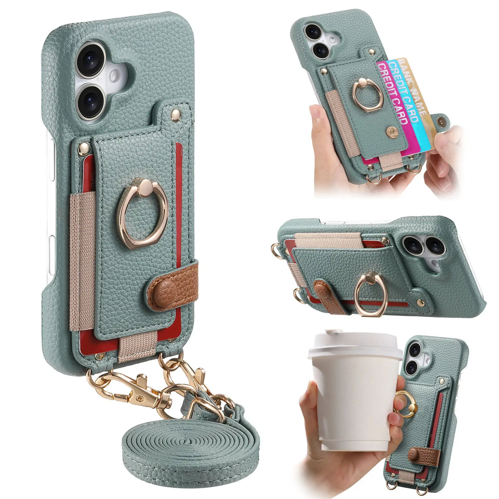 

Crossbody Card Bag Case For Samsung Galaxy S25 Edge S24 Ultra S23 S22 Plus S21 FE S20 Finger Ring Leather Anti Seismic Cover