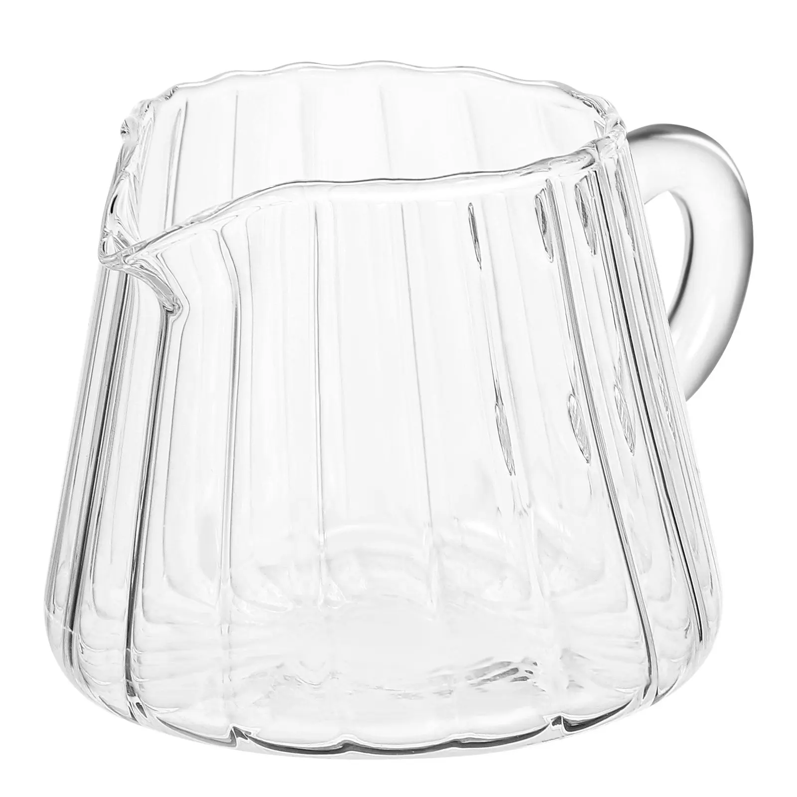 

150Ml High Borosilicate Glass Creamer Pitcher Small Milk Jug Elegant Striped Design Comfort Pour Coffee Milk Frothing