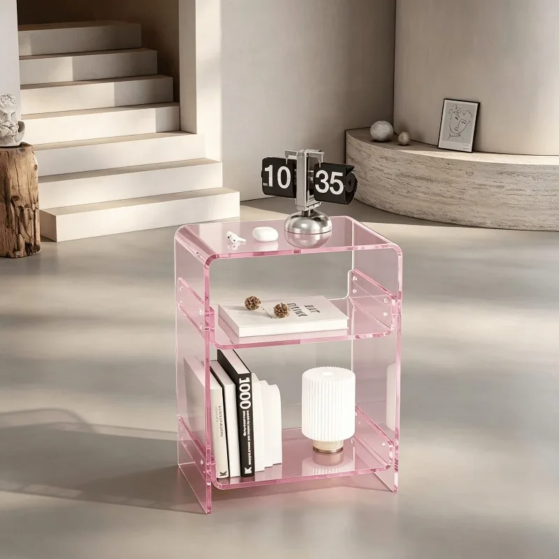 For Acrylic Bedside Table, Bedside Storage Cabinet, Extremely Narrow and Transparent Sofa Side