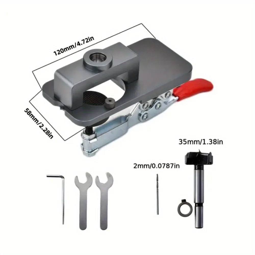35mm Hinge Boring Jig Kit - Concealed Hinge Drilling Guide Jig - Aluminum Alloy Hinge Hole Opener Template Puncher Locator image 3
