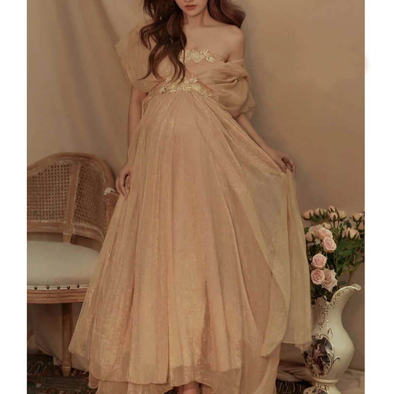 Elegant Maternity Maxi Gowns Dresses Photo for Photo Shoot Pregnant Wedding Party Dress Pregnancy Clothes Photography Prop Dress