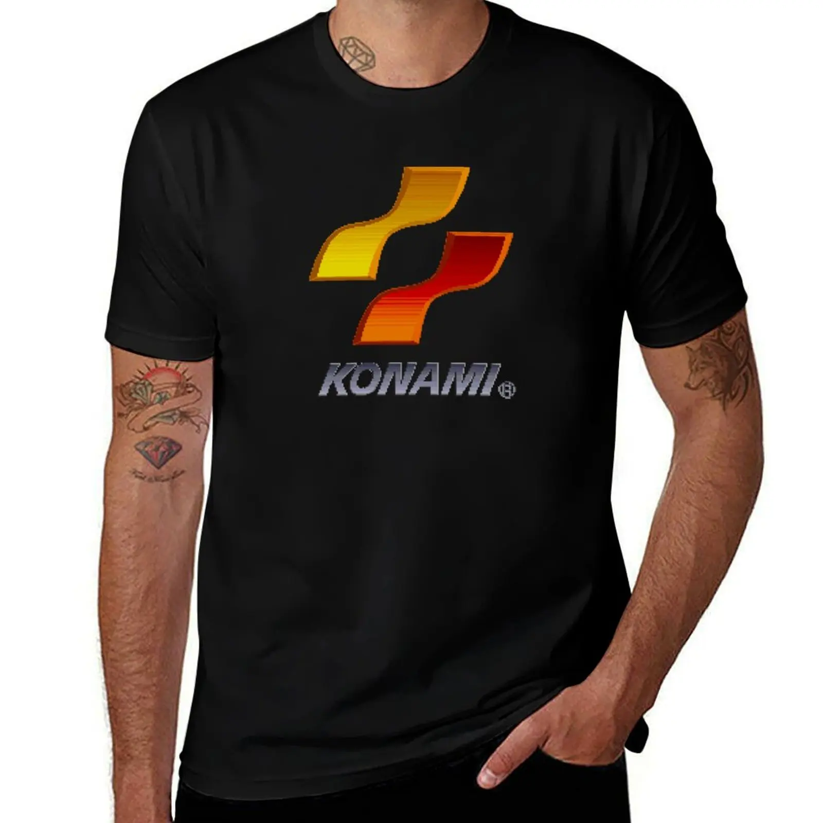 16 bit konami T-Shirt Clothing korean fashion black t shirts for men