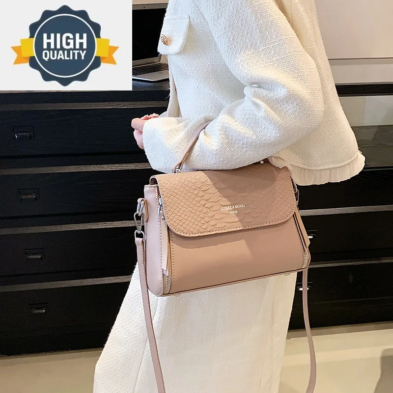 

Fashion Versatile Women's Texture Handheld Zipper Decor Cross Satchels Bag One Shoulder Oblique Mailman's New European Style