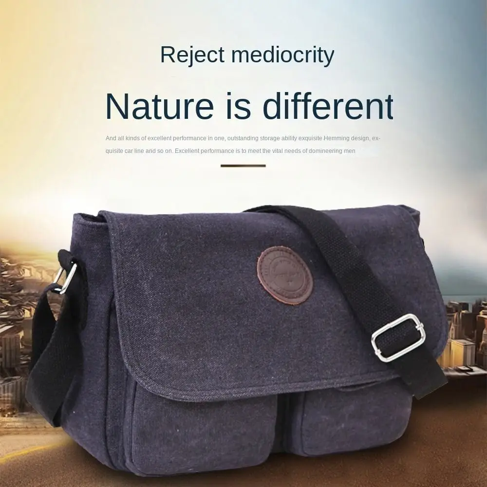 Travel Men Crossbody Bags Fashion Large Capacity Canvas Messenger Bags Casual Waterproof Shoulder Bag