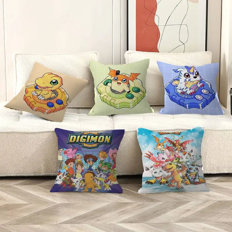 D-Digimon-Adventure D-Digital Cushion Cover Inches Farmhouse Decor Home Throw Pillow Covers for Couch Decorations